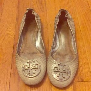 Tory Burch silver flats